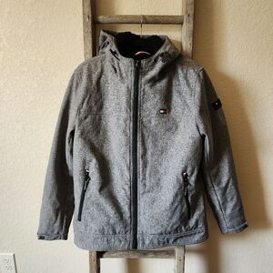 Tommy Hilfiger Boys Gre Fleece Waterproof Windbreaker Hooded Coat - Size Medium